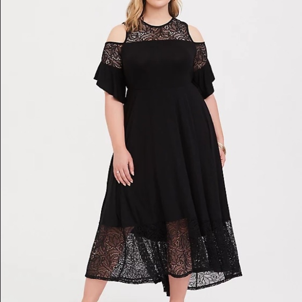 Torrid High Low Cold Shoulder Lace Dress